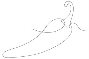 Hot spice chili pepper in continuous one line art drawing of style illustration vector