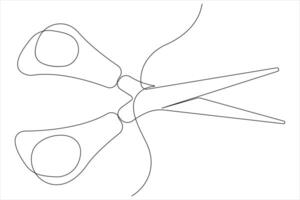 Continuous one line art drawing of scissors illustration design vector