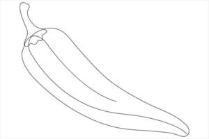 Hot spice chili pepper in continuous one line art drawing of style illustration vector