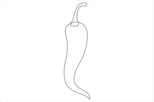 Hot spice chili pepper in continuous one line art drawing of style illustration vector