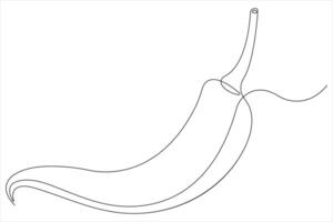 Hot spice chili pepper in continuous one line art drawing of style illustration vector