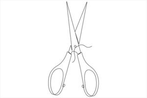 Continuous one line art drawing of scissors illustration design vector