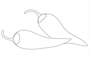 Hot spice chili pepper in continuous one line art drawing of style illustration vector