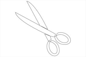 Continuous one line art drawing of scissors illustration design vector