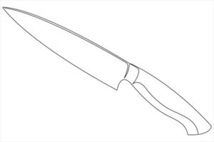 Continuous one line art drawing of knife outline illustration vector