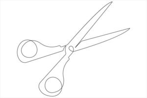 Continuous one line art drawing of scissors illustration design vector