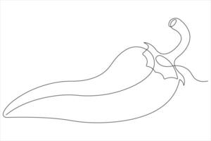 Hot spice chili pepper in continuous one line art drawing of style illustration vector