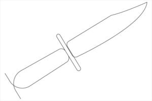 Continuous one line art drawing of knife outline illustration vector