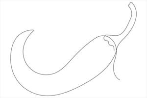 Hot spice chili pepper in continuous one line art drawing of style illustration vector