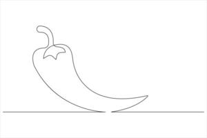 Hot spice chili pepper in continuous one line art drawing of style illustration vector