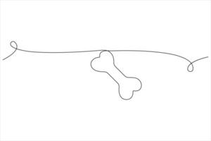 illustration of dog bone continuous one line art drawing concept vector