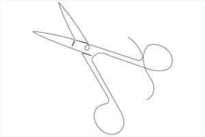 Continuous one line art drawing of scissors illustration design vector