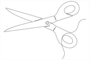 Continuous one line art drawing of scissors illustration design vector