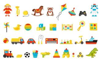 set of cartoon toys for children. Isolated on white background. vector