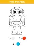 Color cartoon toy robot by numbers. Worksheet for kids. vector