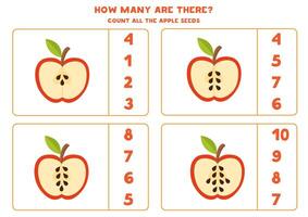 Count all apple seeds and circle the correct answers. vector