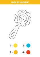 Color cartoon rattle by numbers. Worksheet for kids. vector