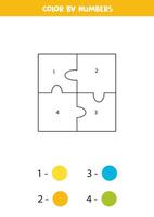 Color cartoon puzzle by numbers. Worksheet for kids. vector