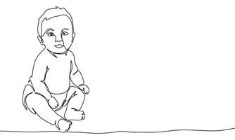 bebé uno línea continuo. bebé línea Arte. mano dibujado Arte. vector