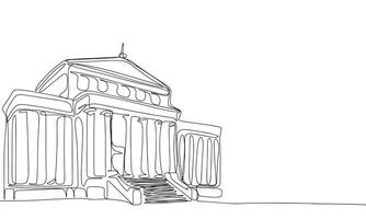 Government building one line continuous. University building line art. Hand drawn art. vector