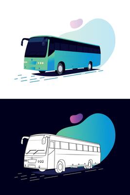 Illustration of Colorful Buses with different colors
