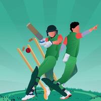 Colorful illustration of batsman player playing cricket vector