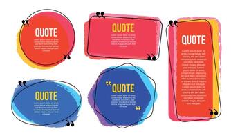 Quote speech bubble template set Quotes form and text box isolated on yellow background vector