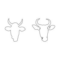 A cow and a cow are facing the left and the right side of the head is black vector