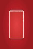 smart phone white line art in red background vector