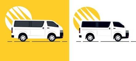 Micro car with yellow background and side view car vector