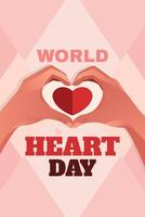 World Heart Day, Young women make hands-shaped hearts vector