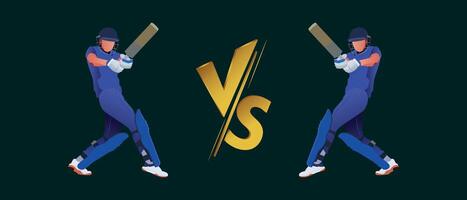 illustration of batsman and batsman player on cricket championship sports background for Cricketer vs Cricketer vector