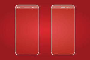 smart phone white line art in red background vector