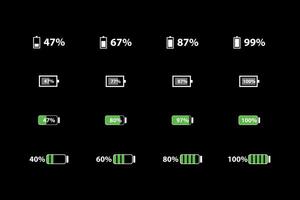 Status bar icon. Phone signal, battery icon vector