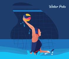 Woman playing water polo water sport activity vector