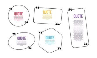 Quote speech bubble template set Quotes form and text box isolated on yellow background vector