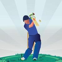 Illustration of a batsman playing cricket on the field in a colorful background vector