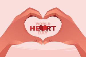 World Heart Day, Young women make hands-shaped hearts vector