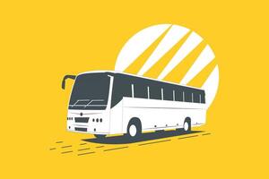 Black and white bus in yellow background vector