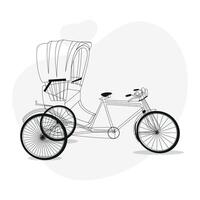 Line art of rickshaw illustrations Bangladeshi Rickshaw art Tri cycle of Dhaka city vector