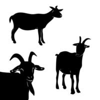 The set of goats silhouetted against a white background vector