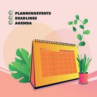 Calendar of schedule and planning concept, personal study plan creation, business time planning, events and news, reminder and schedule vector