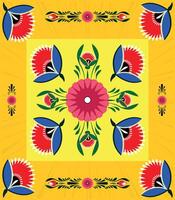 A set of floral borders with a border of flowers Colorful Rickshaw painting vector