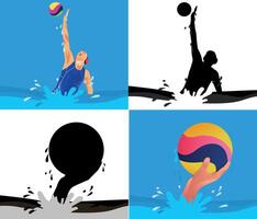 Group of water polo players action illustration vector