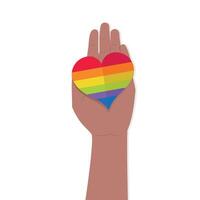 Happy Pride Month Poster with hand heart icon vector