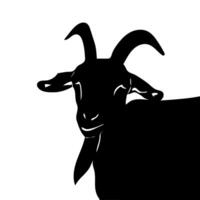 A black goat is silhouetted against a white background vector