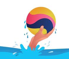 Group of water polo players action illustration vector