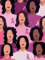 supervivencia mujer en pecho cáncer conciencia mes ilustración vector