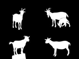 Goat silhouettes in black background. goat silhouette isolated vector