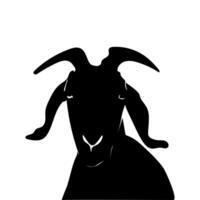 A black goat is silhouetted against a white background vector